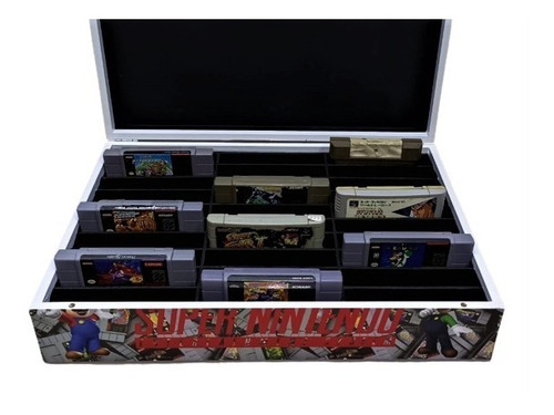 Caixa Porta Cartuchos Super Nintendo 30 Fitas De Mdf