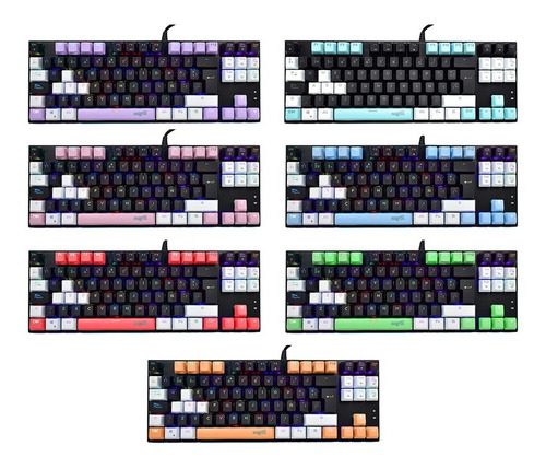 Teclado Tkl 80% Z88 Custom Glow Up Y Set De Keycaps 7 Colore