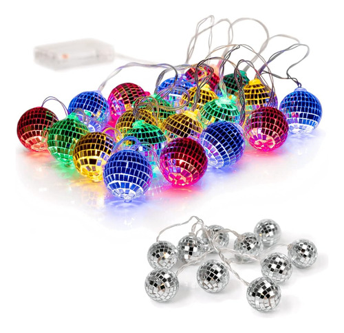 West Ivory 20 Led 1.5  Disco Balls String Lights 10.5ft, Bat