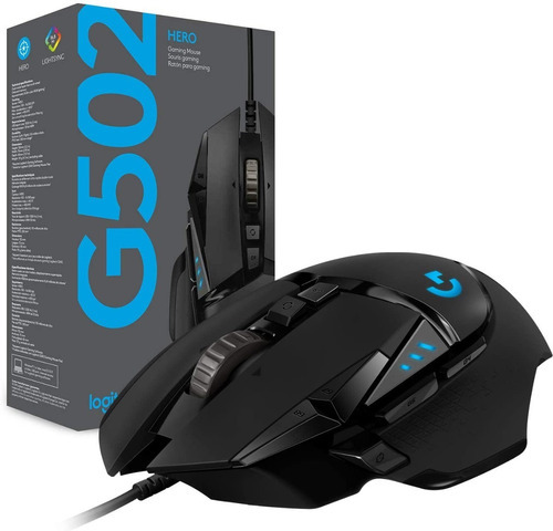 Mouse Logitech G502 Hero Con Cable, Programable, 25600 Dpi Color Negro