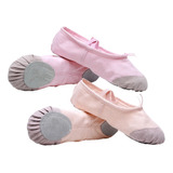 2 Niña Zapatillas Media Punta Lona Y Gamuza Para Ballet Yoga