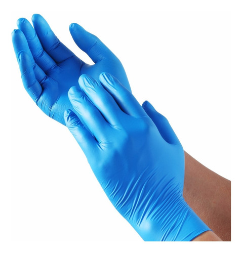 Guantes De Nitrilo Azul Dedo Texturizado X 100unid. Tallas 