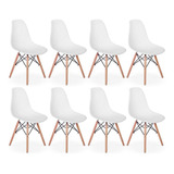 Conjunto 8 Cadeiras Charles Eames Eiffel Wood Base Madeira