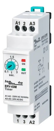 Rele Temporizador Erv-03m Trilho 220v/24v 0,1 - 3,0 Segundos