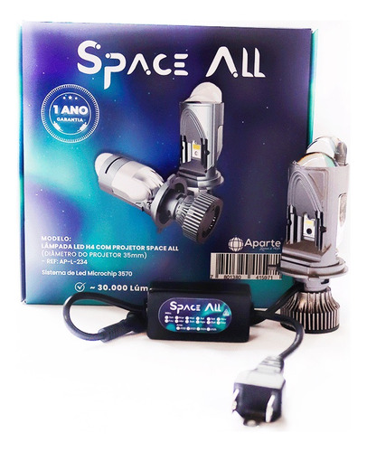 Led H4 Projetor Space All P/ Farol Corsa Wind (30mil Lúmens)