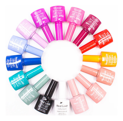 Kit 12 Esmaltes Em Gel 8ml Real Love Unhas Uv Led Anvisa