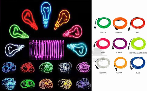 Wire Hilo 5m Traje Luminoso Luz Tira Neon Cable Led Dj Bar