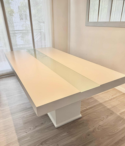 Mesa Comedor Living Mdf Laqueada Con Vidrio Liquido!