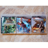 Pack Uncharted Com 3 Jogos Originais De Ps3