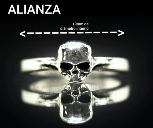 Anillo Calavera Plata 925 Skull Alianza Hombre Mujer