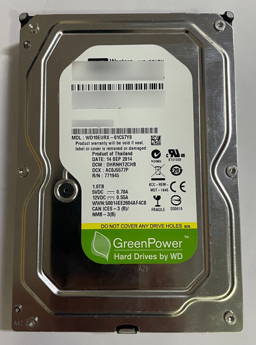 Hd 1tb Sata 3 64mb 7200rpm 3,5 Wd10eurx Western Digital Cor Cinza