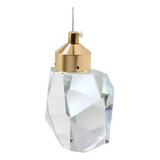 Luminaria Cristal Pendente  Dourado Lustre Led Aaatop 