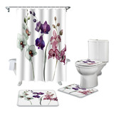 Conjunto De Cortina De Chuveiro Floral Botânico À Prova