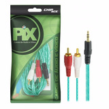 Cabo P2 Estéreo + P2 Rca Gold 5m 1 Linha Verde Cristal - Po