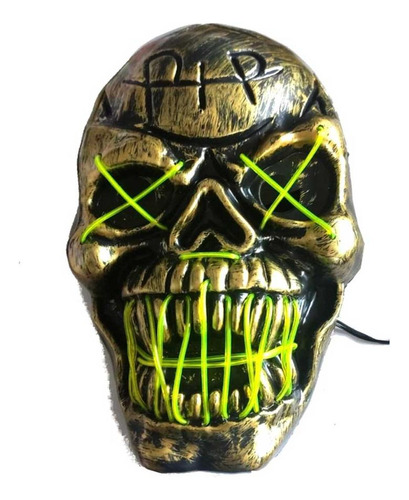 Mascara Halloween Led Caveira Terror Com Controle A Pilha