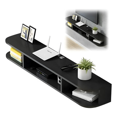 Estante Repisa Tv Flotante, Mueble Colgante De Pared 100cm Negro