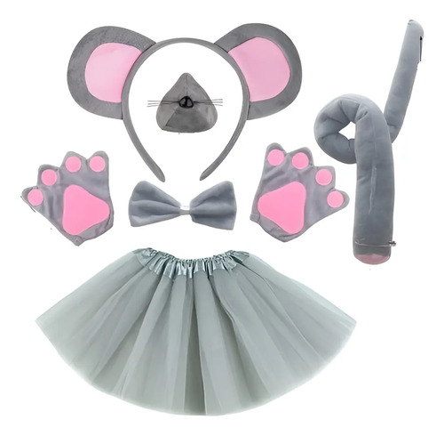 Conjunto De Diadema Rabo Lazo Guantes Falda De Ratón Para