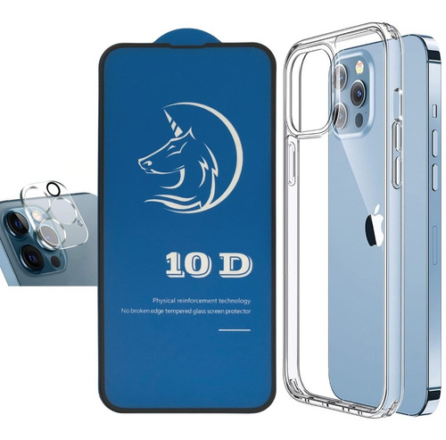 Estuche Forro Rígido + Vidrio + V. C Para iPhone 13 Pro