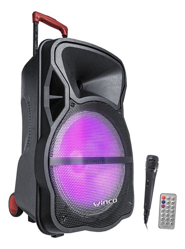 Parlante Grande 12 Pulgadas Karaoke Bluetooth Led Fiesta + Micrófono Luces Sonido Potente Interior Exterior Aux Sd Usb