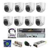 Kit Cftv Hikvision 08 Câmeras Dome / Dvr Fullhd / Acessorios