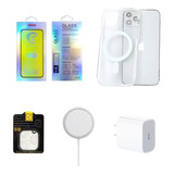 Kit Funda Para iPhone Magsafe Cargador Mica Camara Pantalla