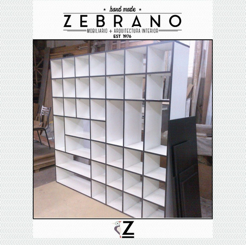 Biblioteca Divisor De Ambientes Blanco 7x7 | Zebrano M+a