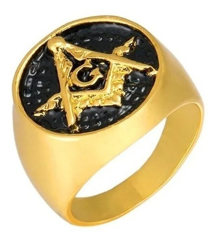 Anillo Argolla Mason Masónico Color Dorado Oro Hombre 