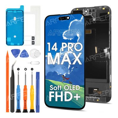 Arfepa Pantalla Soft Oled Para iPhone 14 Pro Max A2651 A2893 Fhd+ Negro