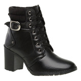 Bota Feminina Coturno Cano Baixo Linda Salto Grosso 60602