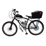 Bicicleta Motorizada 80cc Coroa 52 Disco E Suspensão C/ Baú