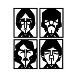 Set 4 Cuadros Decorativos Rostros The Beatles
