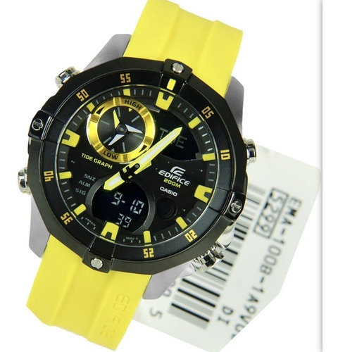Relógio Casio Edifice Ema 100 Amarelo Sem Uso