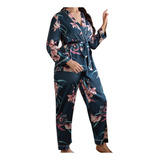 Pijama De Mujer De Talla Grande Con Estampado Floral Femenin