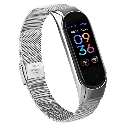 Malla Metalica Para Reloj Amazfit Band 5 Plateado Milan