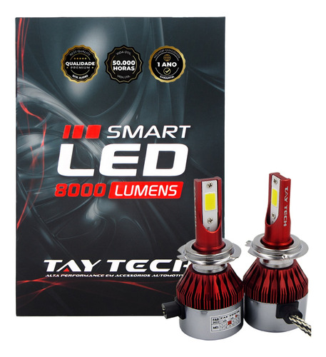 Lâmpada Tay Tech Ultra Led 8000 Lúmens 6000k H7 + Canceller
