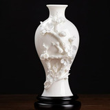 Florero Chino De Porcelana Blanca - Decoración Elegante Para