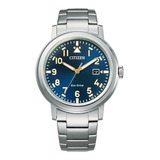 Reloj Citizen Ecodrive Analog Aw162081l Hombre Color De La Malla Plateado Color Del Bisel Azul Color Del Fondo Azul