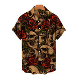 Camisa Hawaiana De Hombre Con Estampado De Calaveras