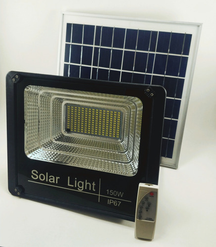Reflector Led 150w Luz Solar Panel Y Control Remoto Incluido  Exterior Patio Canchas