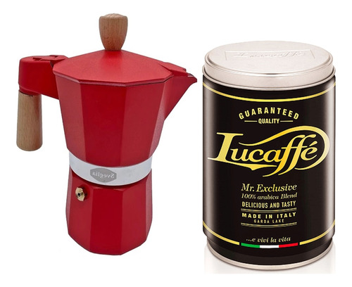 Cafetera Italiana 3 Tazas + Café Lucaffe Mr Exclusive 250 Gr