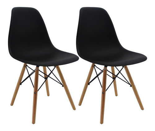 Kit X 2 Sillas  Eames Madera Para Comedor