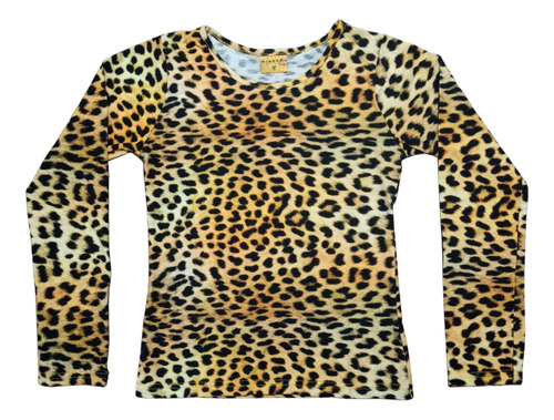 Camiseta Manga Longa Infantil Animal Print Oncinha Marisol