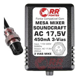 Fonte Ac 17,5v Para Mixer Mesa Soundcraft Sx1202fx Sx 1202fx