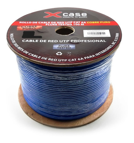 305m Cable Utp Xcase Cat.6a 10 Gbps Cobre Puro Forro Azul 
