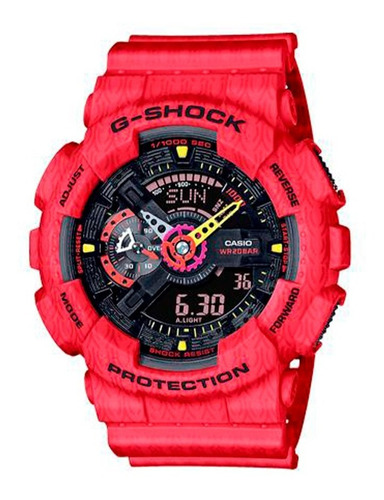 Reloj Casio G-shock Ga-110sgh-4adr Análogo-digital Color De La Correa Rojo Color Del Bisel Negro Color Del Fondo Rojo