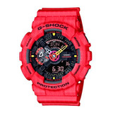 Reloj Casio G-shock Ga-110sgh-4adr Análogo-digital Color De La Correa Rojo Color Del Bisel Negro Color Del Fondo Rojo