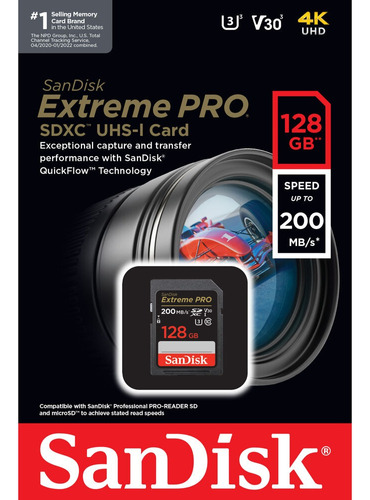 Tarjeta Memoria Sandisk Extreme Pro Sdxc Card 128gb 200 Mb/s