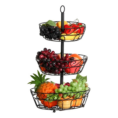 Frutero Cesta De Cocina Organizador De 3 Niveles Frutas Rack Negro Bextsrack | Envío gratis