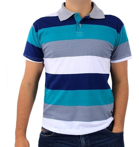 Kit 5 Camisas Pólo Masculina Listradas Sortidas Oferta Atac