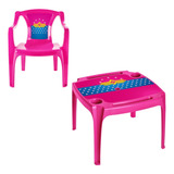 Conjunto Mesa E 1 Mini Cadeira Poltrona Infantil Reforçada